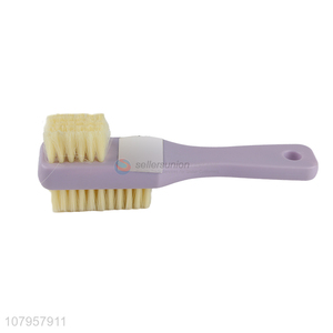 New arrival purple long handle double-sided shoe brush daily cleaning brush