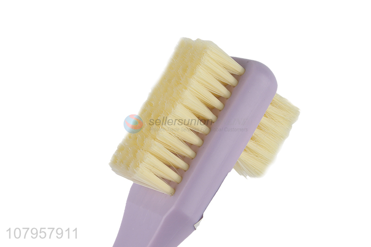 New arrival purple long handle double-sided shoe brush daily cleaning brush