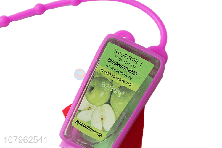 China factory apple scented hanging cartoon silicone holder hand sanitizer