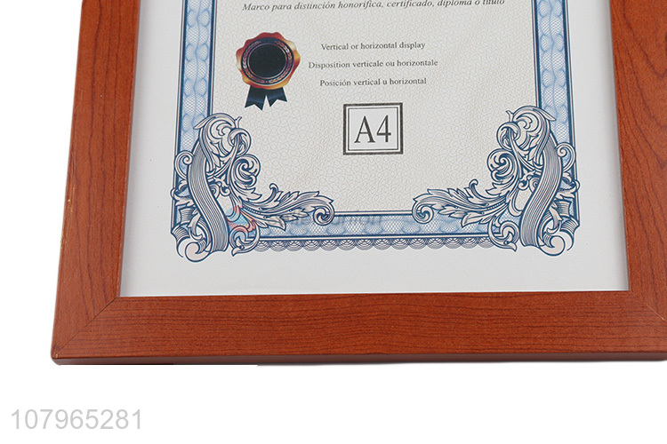 Online wholesale A4 wooden density board certificate frame for decoration