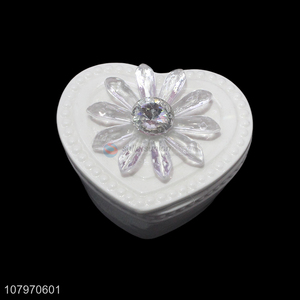 Best selling heart shaped ceramic trinket jewelry storage box with lid