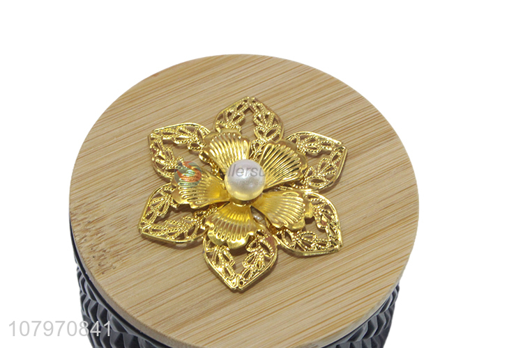 Wholesale delicate European style glass jewelry box with bamboo lid