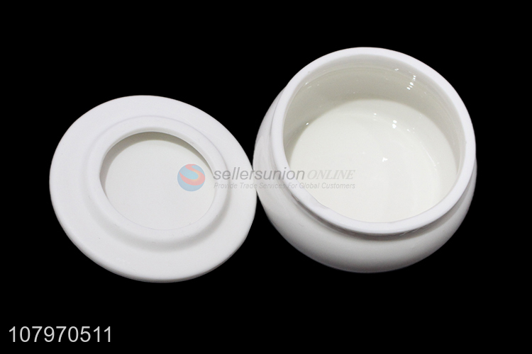 Factory direct sale round ceramic jewelry box case with flower lid