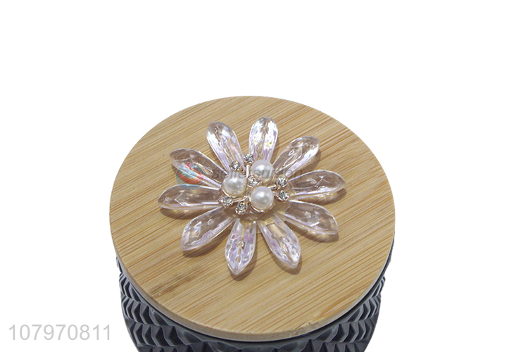 Online wholesale bamboo lid glass jewelry container ring trinket box