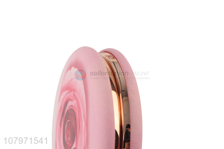 Factory Supplies Rose Pattern Round Double Sides Make-Up Mirror