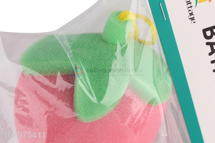 Good quality 3d strawberry shape shower bath sponge body scrubber