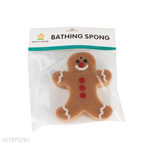 Hot selling gingerbread man shape kids bath sponge for infants