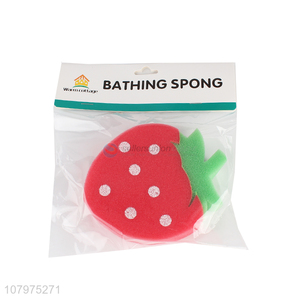 Yiwu market strawberry shape bath exfoliating sponge for kids