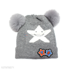 New arrival children winter cartoon animal cap knitted fleece lined beanies