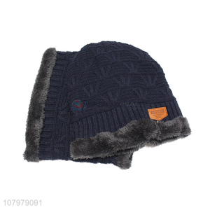 Online wholesale men winter warm suit beanie cap set with neck warmer