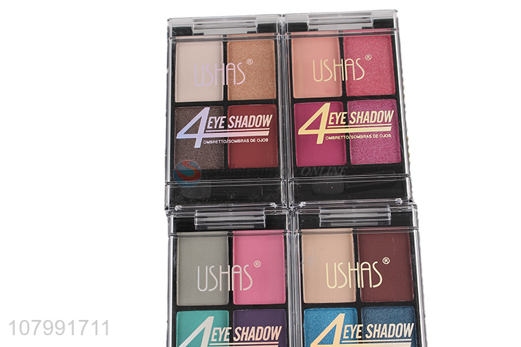 New Arrival Ladies 4 Color Glitter Eyeshadow Palette With Brush