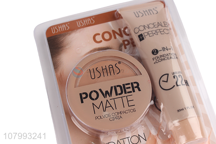 Cheap price women powder matte prefect concealer and foundation set