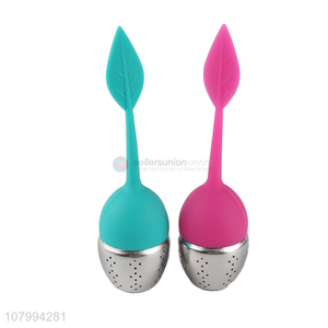 Good Sale Silicone Leaf Shape Handle Tea Strainer Loose Leaf Tea Infuser