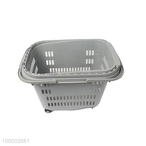 Good quality high-end rolling plastic shopping basket for supermarkets stores