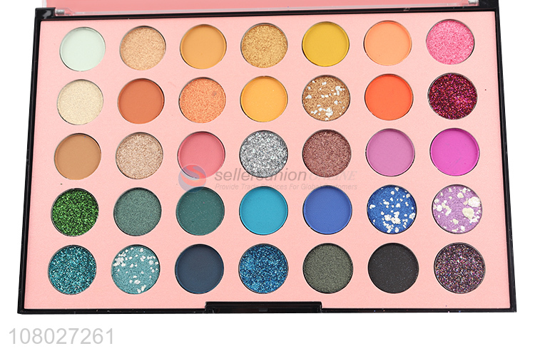 Custom logo 35 colors eyeshadow palette bright color sequin eyeshadow