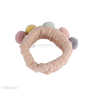 Factory direct sale creative elastic headband makeup headband with pompoms