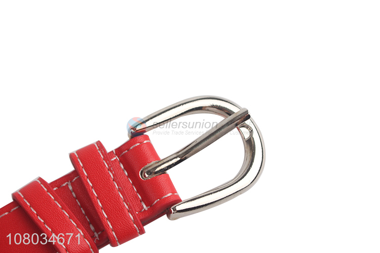 Wholesale Fashion Red Leather Belt Zinc Alloy Buckle Belt