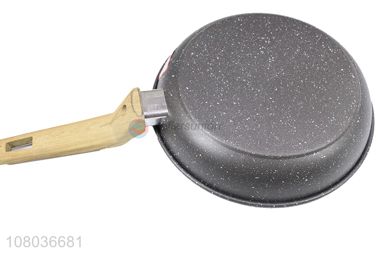 Yiwu market kitchen iron non-stick pan with wooden handle