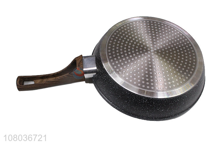 Yiwu market household non-stick pan double bottom pan with wooden handle