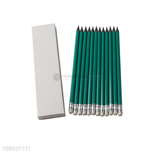 Wholesale Stationery 12 Pieces Pencil With Eraser Set