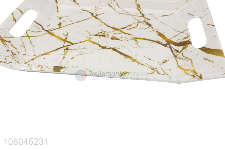 Promotional Marbling Melamine Tray Serving Tray With Handle