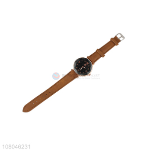 New design custom logo pu leather strap women quartz watch