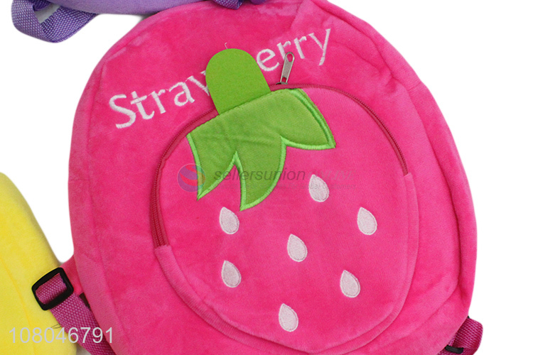 New arrival creative colorful fruit design plush school bag for kids