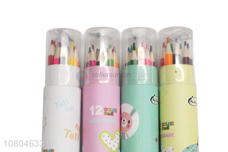 Wholesale cheap 12 colors wooden colored pencils kids coloring pencils