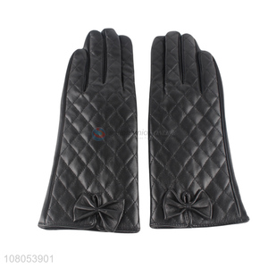 Online wholesale black leather gloves outdoor riding warm gloves