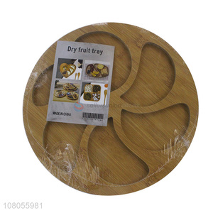 High quality round wooden household dry fruit tray