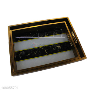 Latest design non-slip eco-friendly glass serving tray