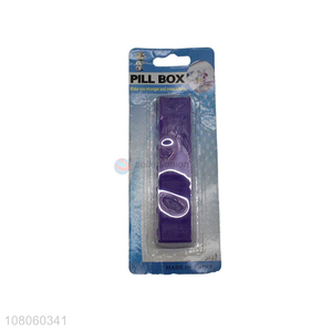 Yiwu wholesale purple strip drug packaging travel portable <em>pill</em> <em>box</em>