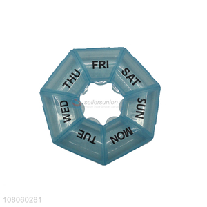 Factory direct sale blue polygonal portable <em>pill</em> <em>box</em>