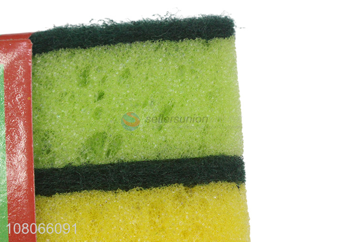 High quality dual-sided cellulose scrub sponge dishes cleaning sponge