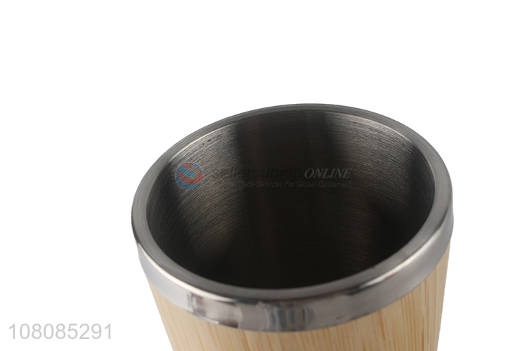 Wholesale creative wood grain stainless steel water cofee tumbler car mugs