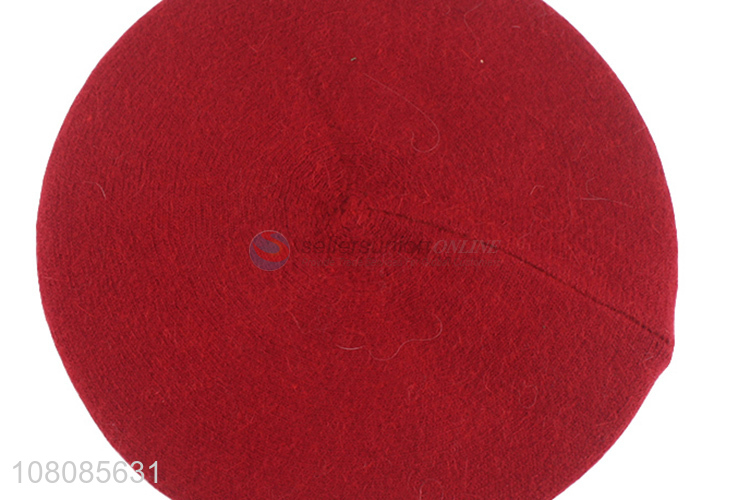 Factory wholesale red rabbit cashmere beret ladies fashion beret