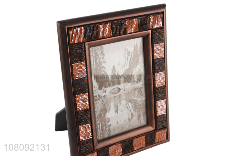 Factory price beaded family photo frame wooden picture frame