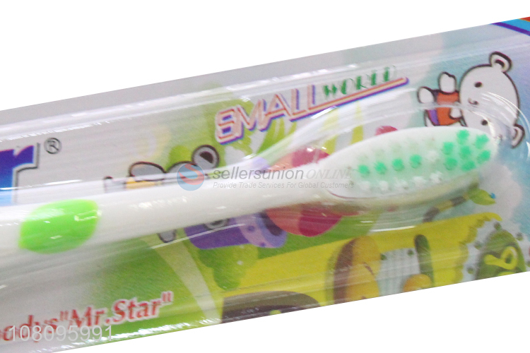 Cute design tooth care children toothbrush with cartoon handle