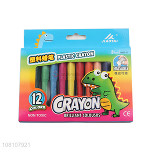 Most popular 12pieces plastic erasable crayons