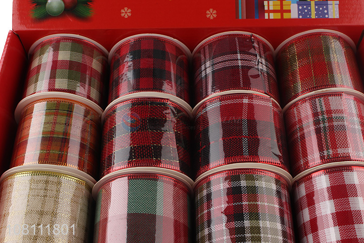 Fashion Tartan Ribbon Wired Edge Christmas Ribbons Set