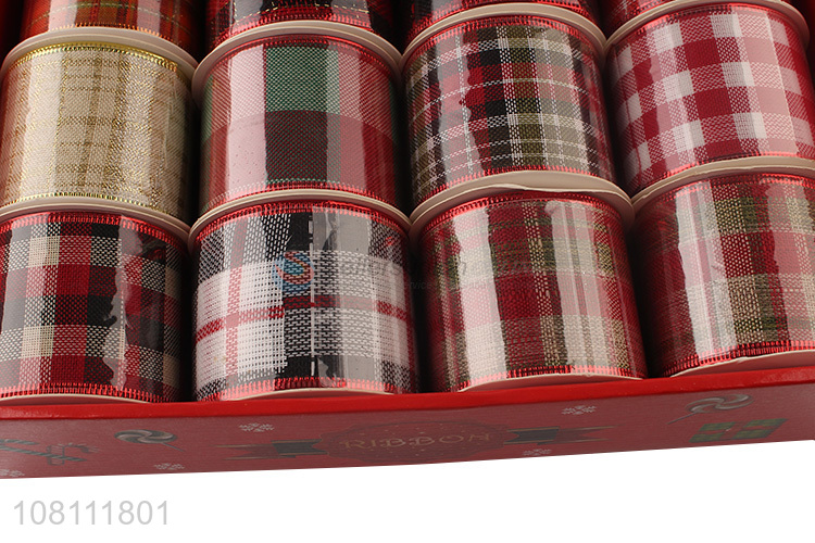 Fashion Tartan Ribbon Wired Edge Christmas Ribbons Set