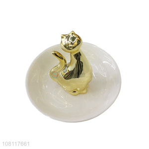 Wholesale ceramic cat ring holder ceramic jewelry dish for women