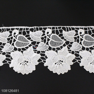 Factory supply white lace fabric lace trim embroidery decoration