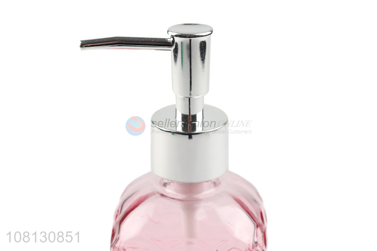 China factory pink creative clear glass lotion bottle