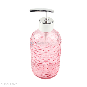 Yiwu wholesale pink simple glass press lotion bottle