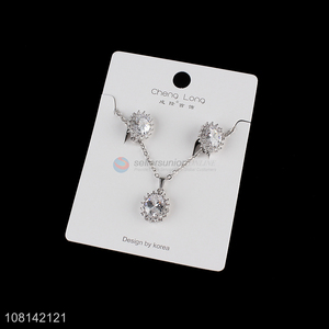 Best selling diamond pendant necklace and earring set jewelry set