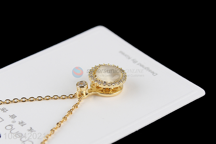 Wholesale trendy opaque stone rhinestone pendant necklace for women