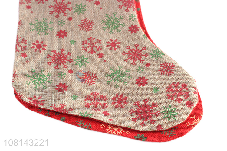 Wholesale large linen embroidery Christmas stocking for gifts