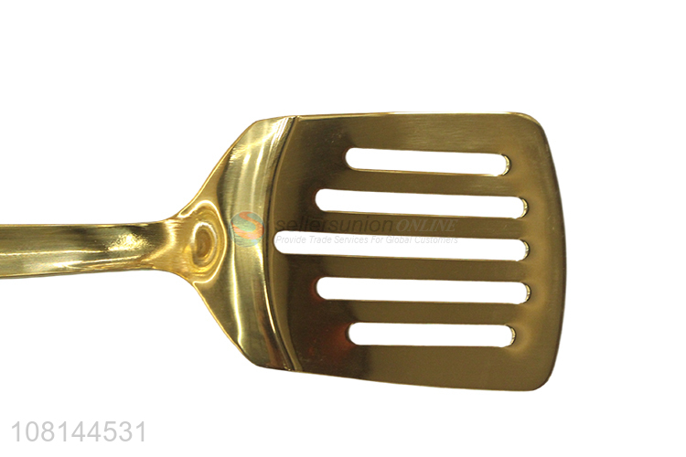 Yiwu market wholesale golden stainless steel slotted spatula