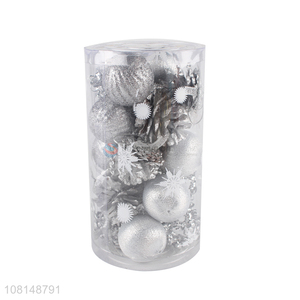 Fashion Silver Christmas Balls Christmas Hanging Ornaments Set